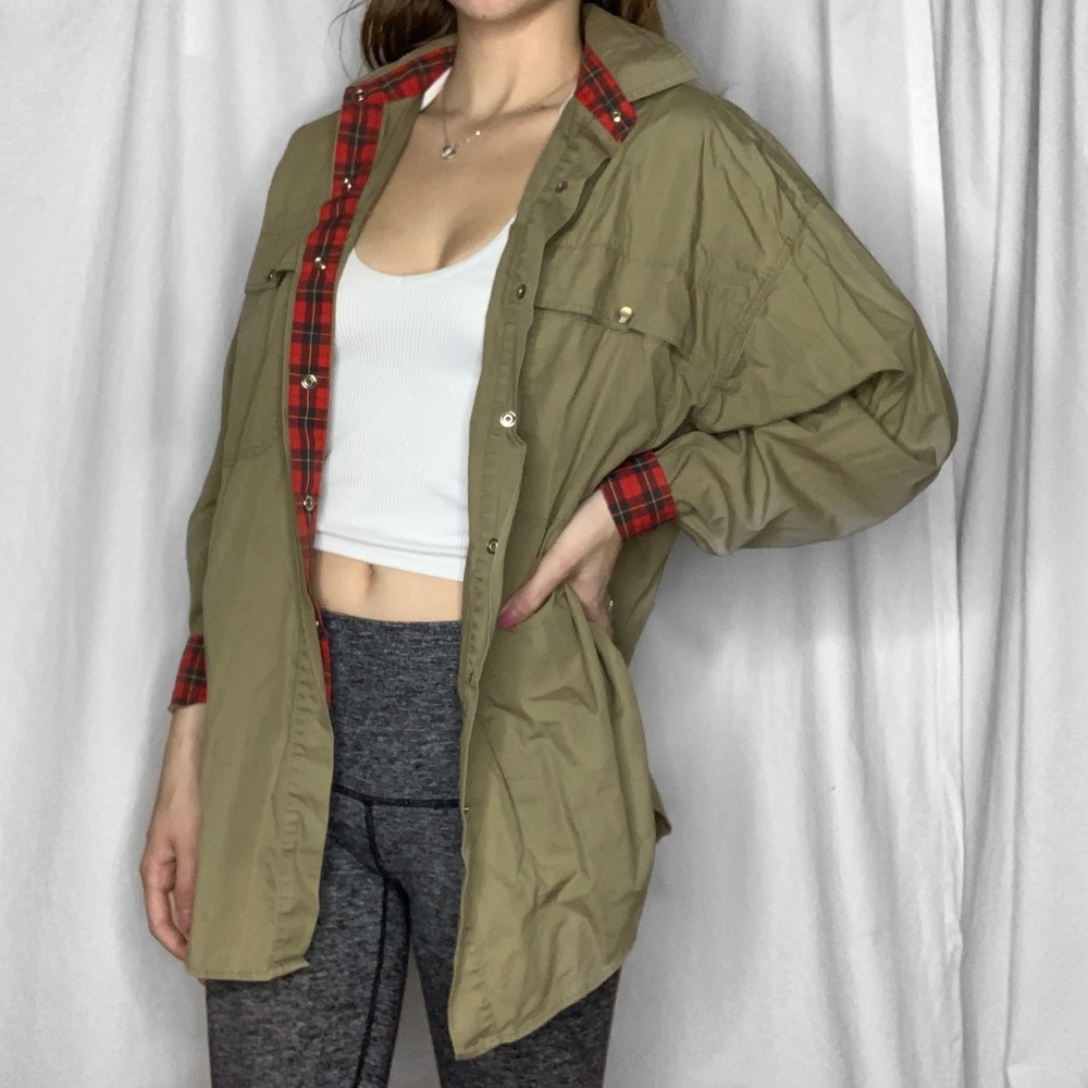 Unisex John Henry Green & Red Plaid Button Up